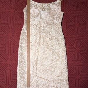 VINTAGE CUSTOM Sheath Dress, Elegant Pink and Cream Textured Floral